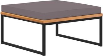 vidaXL Vidaxl - Reposapiés y cojín madera maciza acacia gris oscuro 66x66x36 cm