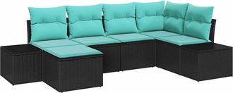 vidaXL Conjunto De Sof&aacute; De Jard&iacute;n 6 Uds. Negro Rat&aacute;n Sint&eacute;tico Vidaxl