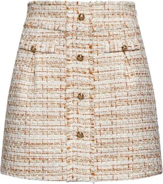 Silvian Heach Korte Rok met Decoratieve Knopen - Dames - Korte rokken - Beige - M - Polyester - Rokken