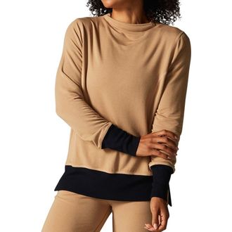 Tavi Cozy Funnel Neck Sweatshirt in Camel/ebony at Nordstrom, Size X-Small