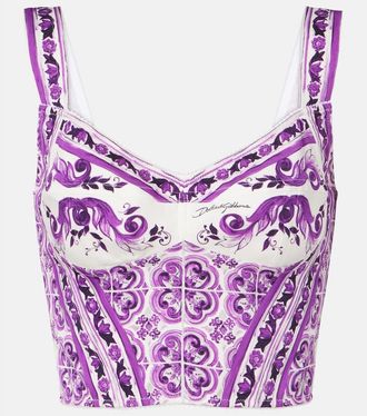 Dolce & Gabbana Top bustier in misto seta maiolica