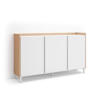 Skraut Home Aparador efecto madera blanco y roble 156x35x91cm con patas