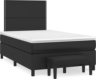 vidaXL Vidaxl - Cama Box Spring Con Colch&oacute;n Cuero Sint&eacute;tico Negro 120x190 Cm