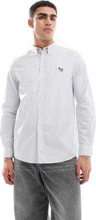 Paul Smith striped logo oxford shirt in blue