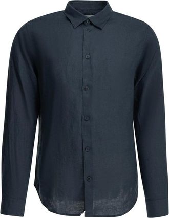 Nn.07 Linnen Overhemd met Lange Mouwen - Heren - Casual Overhemden - Blauw - L - Linnen - Overhemden