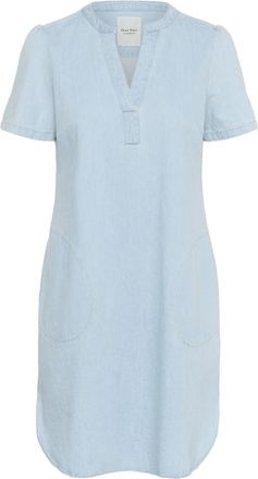 Part Two Witblauwe Denim Jurk met V-Hals - Dames - Korte kleedjes - Blauw - 2XS - Denim - Kleedjes