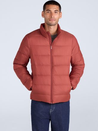 Mountain Warehouse Mens Lightweight Down Jacket Water Resistant Zip Up Hooded Puffer Winter Coat Red Polyamide - Size X-Small
