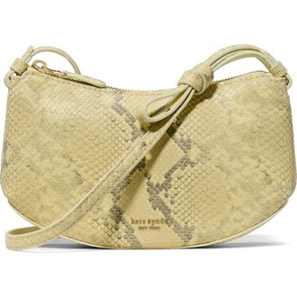 Kate Spade New York loop snakeskin embossed leather crossbody bag in Pale Citron at Nordstrom