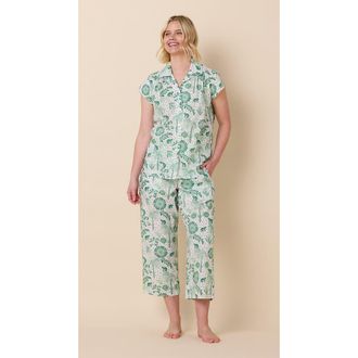 The Cats Pajamas Luxe Pima Capri Print Set in Palmera Green at Nordstrom, Size X-Large