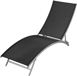 vidaXL Tumbona De Acero Y Textilene Negra Vidaxl