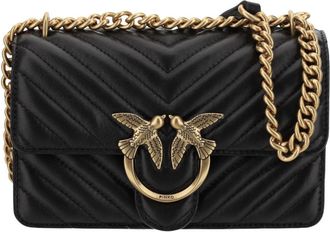 Pinko Mini Love One Bag - Dames - Schoudertassen - Zwart - ONE Size - Leer - Tassen