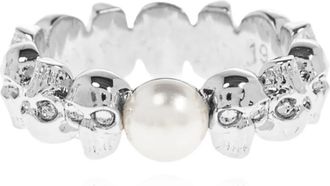 Alexander McQueen Skull and Pearl Ring - Heren - Ringen - Grijs - 60 MM - Accessoires