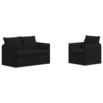 vidaXL Juego De Sof&aacute; 2 Uds. Negro Tela Vidaxl
