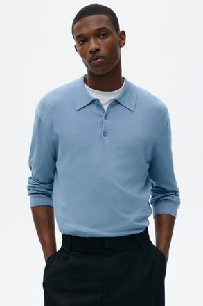 H&M Regular Fit Fine-knit Polo Shirt in Blue at Nordstrom, Size X-Small