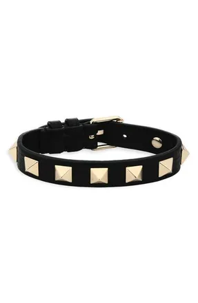 Valentino Garavani Valentino Rockstud Small Leather Bracelet in Black at Nordstrom
