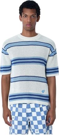Human Made Gestreepte gebreide top - Heren - Ronde hals truien - Blauw - XL - Katoen - Truien & Vesten