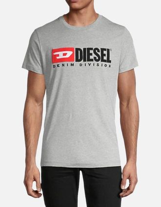 Diesel Mens DIESEL T DIEGO DIVISION Mens T Shirt Short Sleeve Tee Casual Cotton Summer Top - Grey - Size: 36