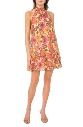 CeCe by Cynthia Steffe Ruffle Halter Dress in Cream Multi at Nordstrom Rack, Size X-Large