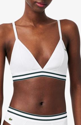 Lacoste Cotton Blend Rib Triangle Bralette in Blanc at Nordstrom, Size Xx-Small