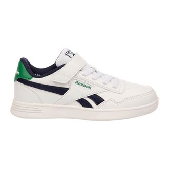 Reebok Court Advance Elastic & TOP Strap Sneaker, FTWRWHITE/VECTORNAVY/GLENGREEN, 11.5 UK Child