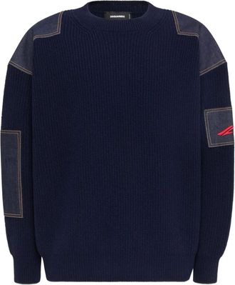 Dsquared2 Maglione con design patchwork - Blu