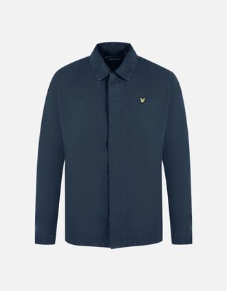 Lyle & Scott Mens Lyle & Scott Washed Drill Overshirt Navy Blue Jacket - Size: 38/Regular