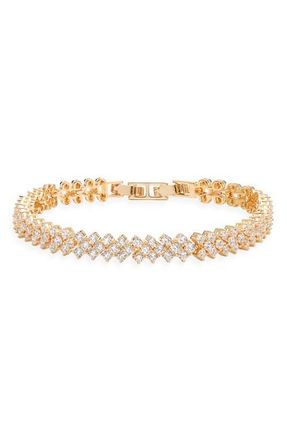 Nordstrom Herringbone Cubic Zirconia Tennis Bracelet in Clear- Gold at Nordstrom