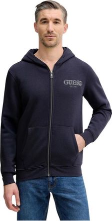 Guess Zip-through Sweatshirt - Heren - Vesten met rits - Blauw - S - Katoen - Hoodies & sweatvesten