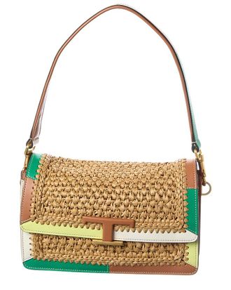 Tod's TodS Straw & Leather Shoulder Bag