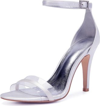 Generic Wedding Bridal Shoes Womens Bridal Stiletto Ankle Strap High Heels Prom Party Dress Open Toe Heels Sandals 10.5Cm,White,5 UK
