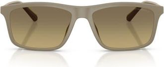 Emporio Armani 57mm Gradient Pillow Sunglasses in Matte Beige /Brown Grey at Nordstrom