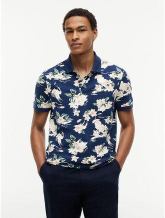 Tommy Hilfiger Mens Regular Fit Tropical Floral Print Polo - Navy - XXXL