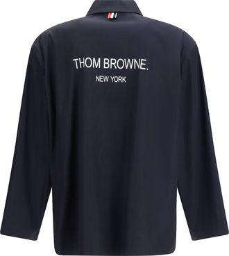 Thom Browne Packable Logo Print Jacket - Navy