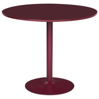 Beliani Mesa De Comedor Y Cocina Redonda Estilo Boho Tablero De Mdf &Oslash; 90 Cm Base De Hierro Con Acabado En Pintura En Polvo Borgo&ntilde;a Tino