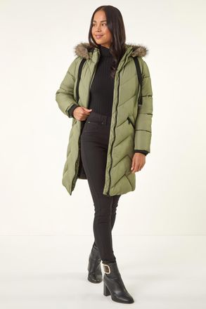 Roman Contrast Zip Puffer Coat