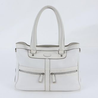 Tod's White Leather Handbag Shoulder Bag Tote Bag (Pre-Owned)