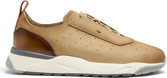 Santoni Leren sneaker voor heren - Heren - Sneakers - Beige - 40 1/2 EU - Schoenen