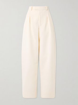 Wardrobe.NYC + Hailey Bieber Pantaloni A Gamba Affusolata In Twill Di Lana Con Pinces - Avorio