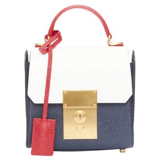 Thom Browne Mini Mrs Thom calfskin stripe detail top handle bag