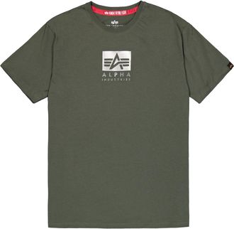 Alpha Industries T-Shirt ALPHA INDUSTRIES Satin Logo T-Shirt, Herren, Gr. XXL, gr&uuml;n (schwarz olive), Obermaterial: 100% Baumwolle, Shirts T-Shirt