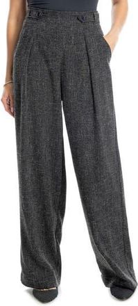 Max Studio Soft Pleat Front Trousers in Black Melange at Nordstrom Rack, Size Small