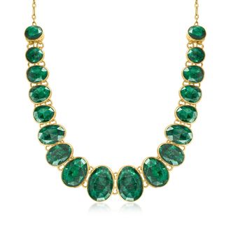 Ross-Simons Graduated Emerald Necklace in 18kt Gold Over Sterling