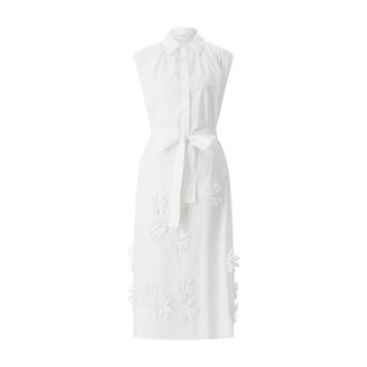 Meimeij Midi Dresses, female, White, Size: 2XS Sleeveless Midi Shirt Dress