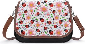 Generic Cute Ladybug Flowers Crossbody Bags for Women Shoulder Messenger Bag Purse Handbags
