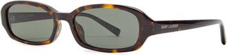 Saint Laurent Erin Narrow Rectangle-frame Sunglasses - Brown Havana - One Size