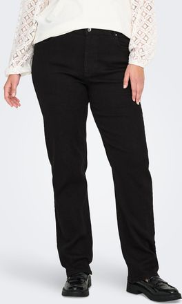 Only Carmakoma Straight-Jeans ONLY CARMAKOMA CARCRUZ EX HW STRAIGHT DNM PIMBOX BF, Damen, Gr. 42, L&auml;nge 32, schwarz denim, Denim/Jeans, Obermaterial: 60% Baumwolle, 