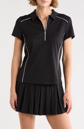 DKNY Court Pique Polo in Black/White at Nordstrom Rack, Size X-Small