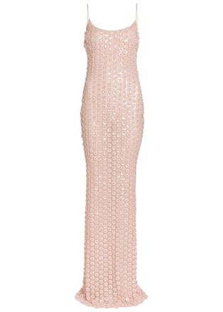New Arrivals Isis Floral-appliqu&eacute;d Tulle Maxi Dress - Light Pink - 38 (UK10 / S)