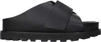 Jil Sander Black Leather Womens Slippers