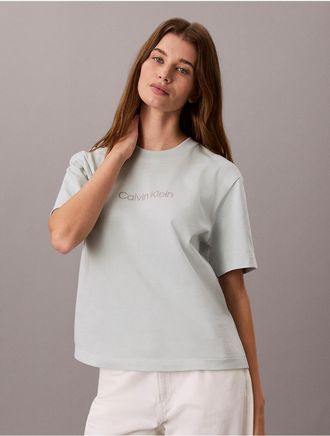 Calvin Klein Jeans Calvin Klein Womens Metallic Logo Boxy Tee - Green - XL